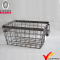 Green Paint Metal Ferro Armazenamento Handmade Wire Basket